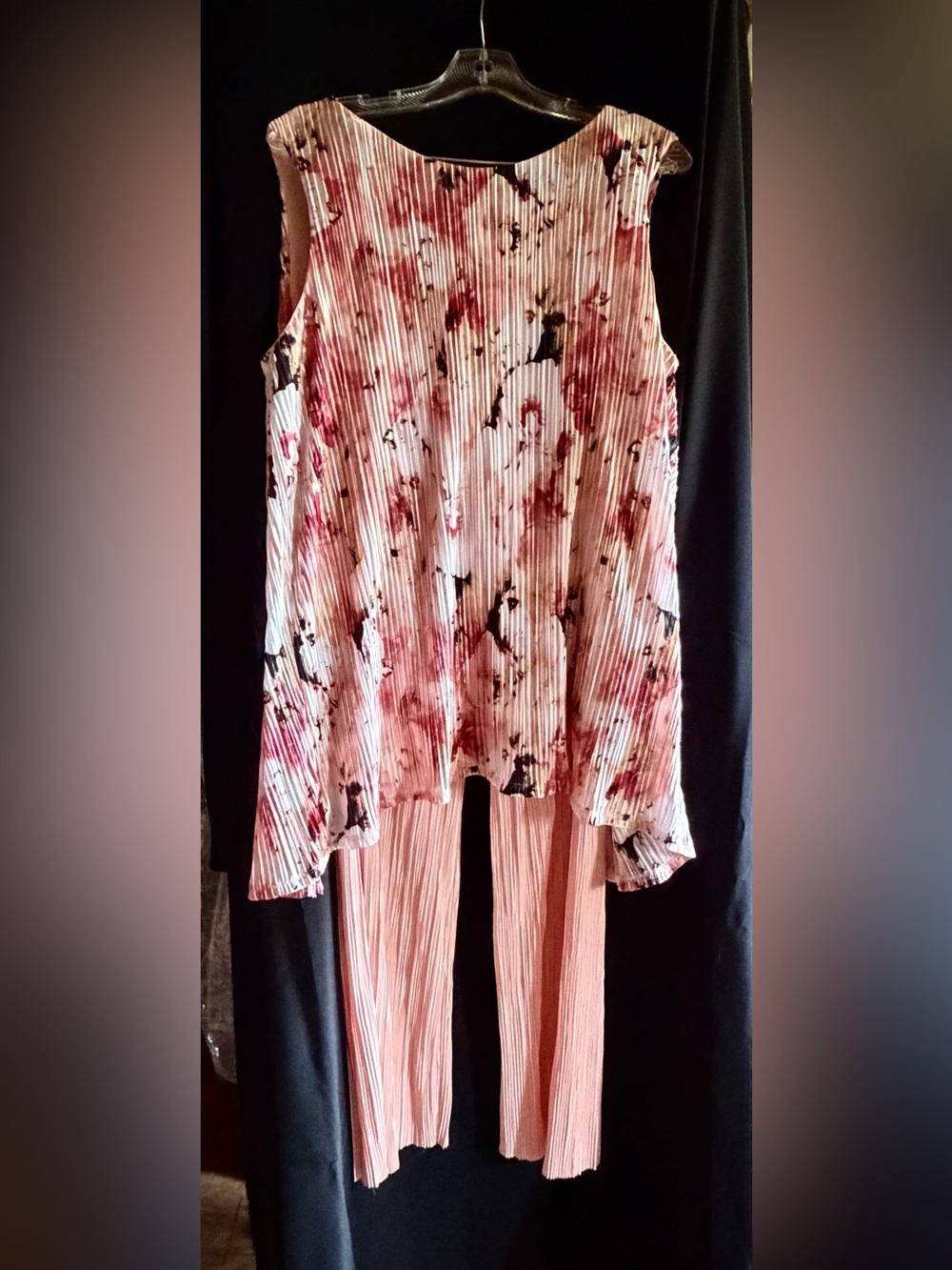 Vintage Melissa Paige Pink Pleated Floral Pantsuit